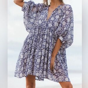 Dolma Kyra Indian block print cotton Floral midi Dress